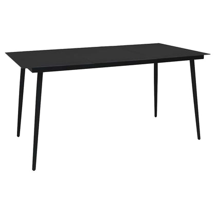 vidaXL Dining Set | Black | Cotton rope, powder-coated steel, tempered glass - 15509