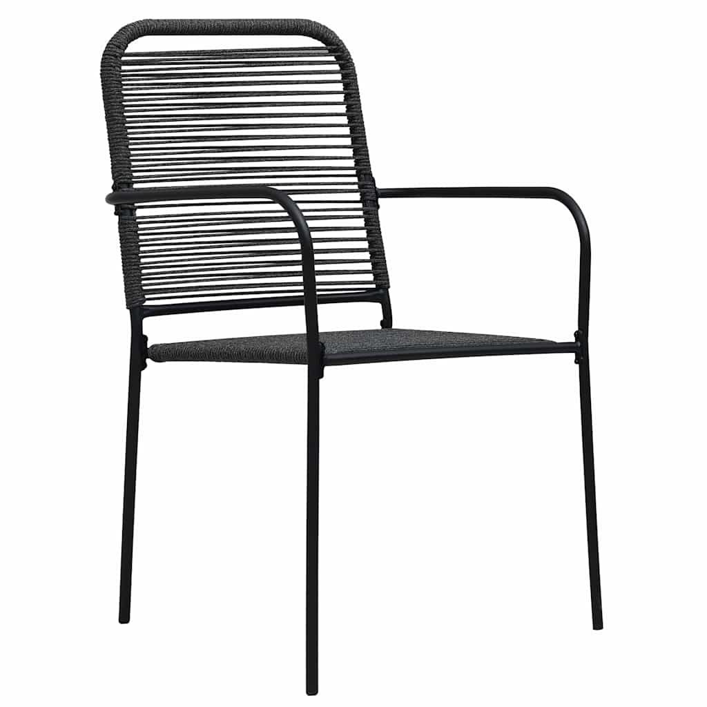 vidaXL Dining Set | Black | Cotton rope, powder-coated steel, tempered glass - 15509