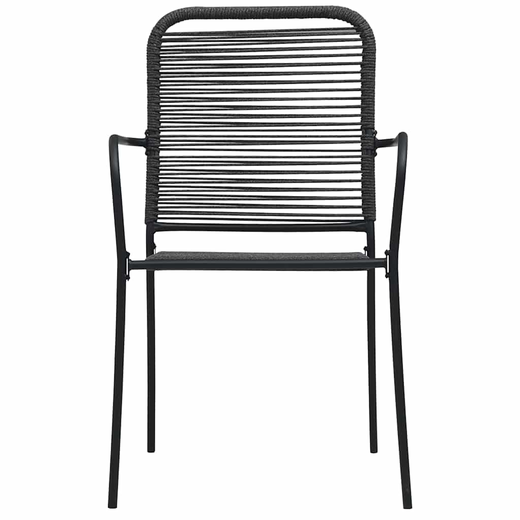 vidaXL Dining Set | Black | Cotton rope, powder-coated steel, tempered glass - 15509