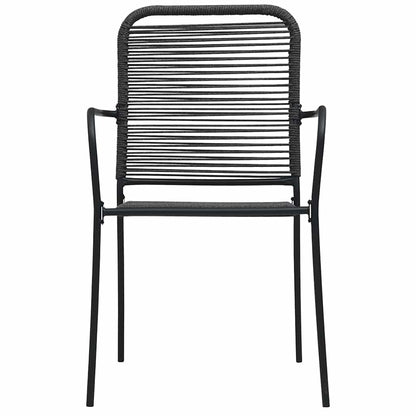 vidaXL Dining Set | Black | Cotton rope, powder-coated steel, tempered glass - 15509