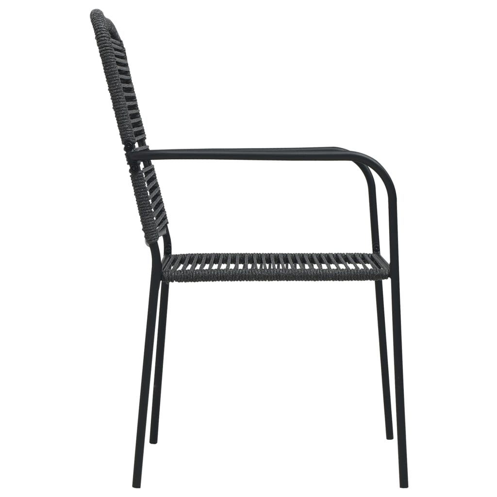 vidaXL Dining Set | Black | Cotton rope, powder-coated steel, tempered glass - 15509