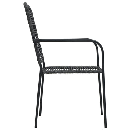 vidaXL Dining Set | Black | Cotton rope, powder-coated steel, tempered glass - 15509