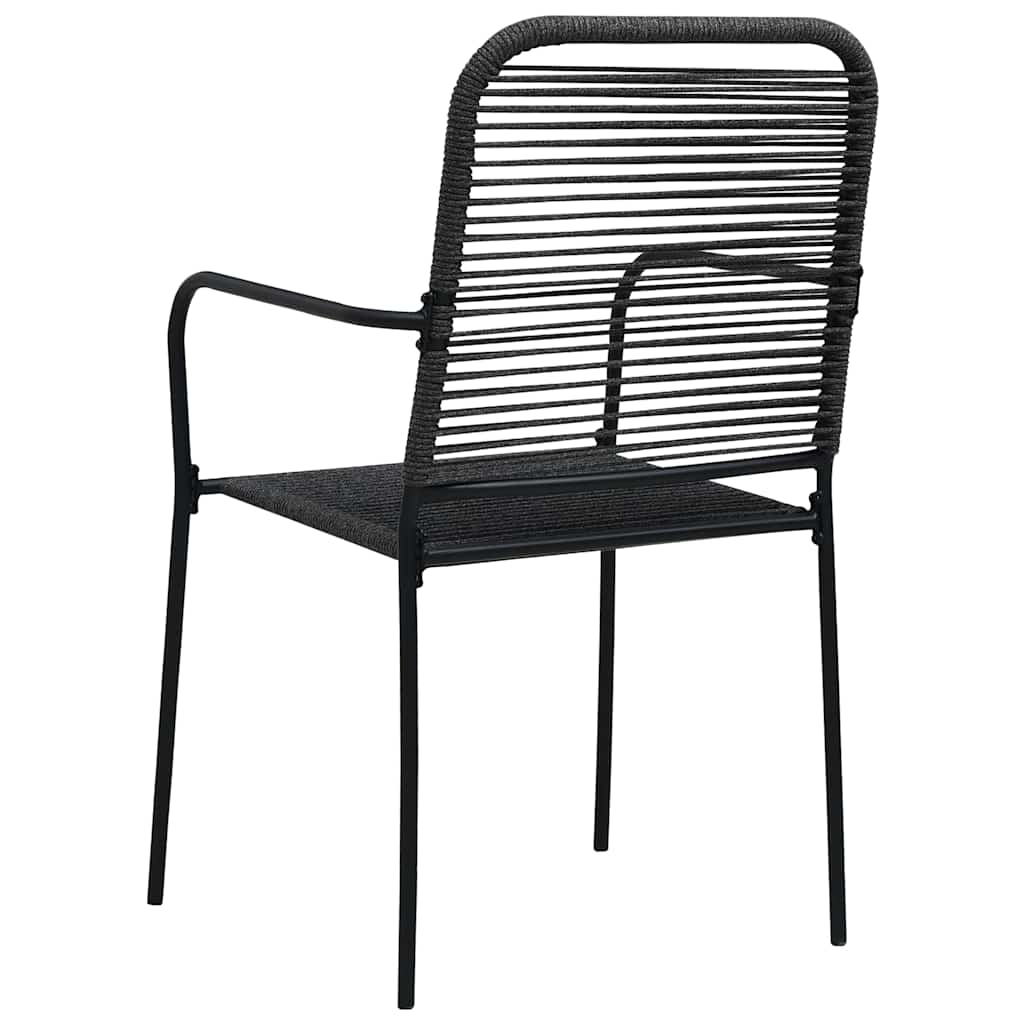 vidaXL Dining Set | Black | Cotton rope, powder-coated steel, tempered glass - 15509