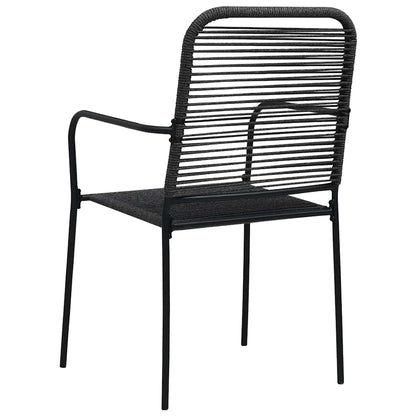 vidaXL Dining Set | Black | Cotton rope, powder-coated steel, tempered glass - 15509