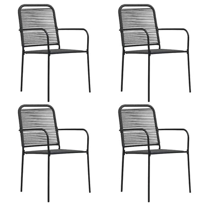 vidaXL Dining Set | Black | Cotton Rope, Powder-Coated Steel, Tempered Glass - 15507