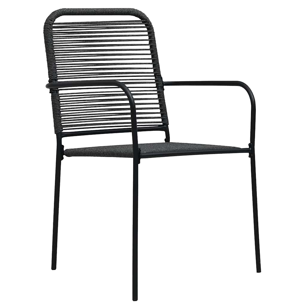 vidaXL Dining Set | Black | Cotton Rope, Powder-Coated Steel, Tempered Glass - 15507