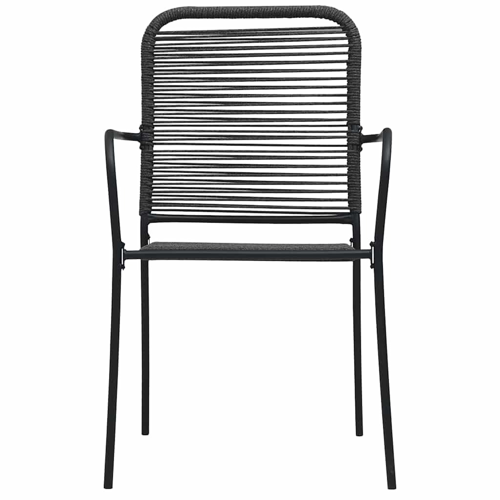 vidaXL Dining Set | Black | Cotton Rope, Powder-Coated Steel, Tempered Glass - 15507