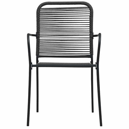 vidaXL Dining Set | Black | Cotton Rope, Powder-Coated Steel, Tempered Glass - 15507