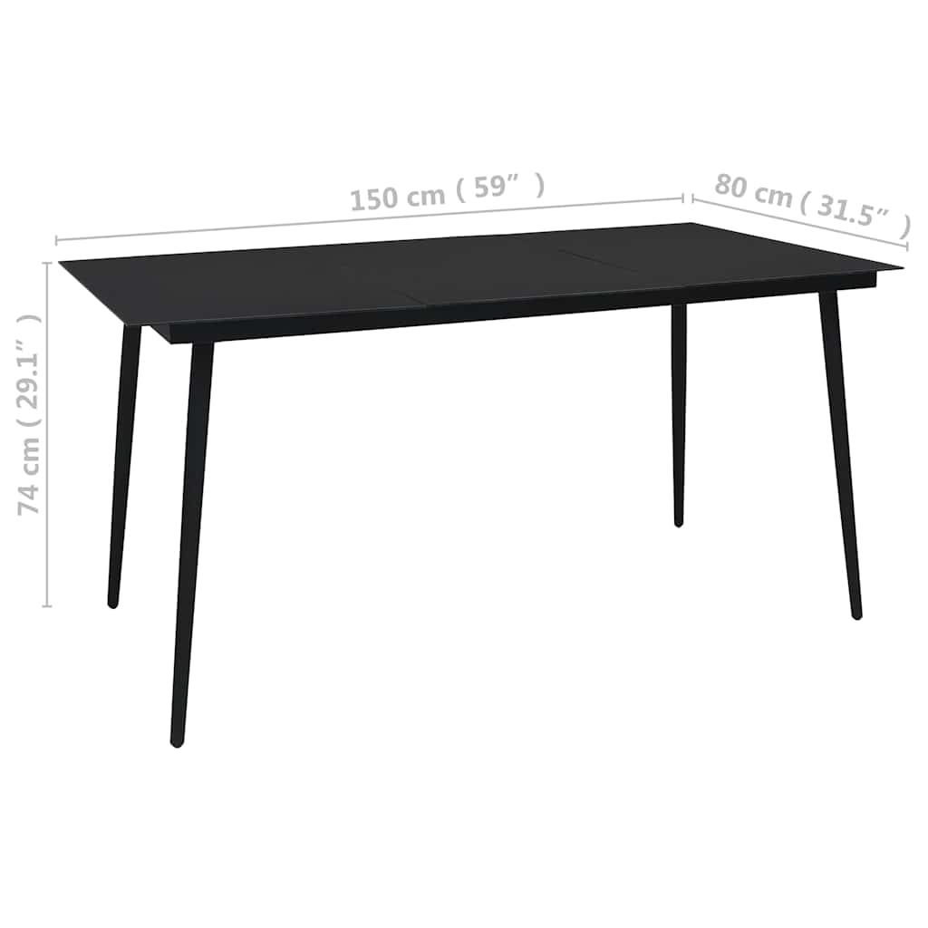 vidaXL Dining Set | Black | Cotton Rope, Powder-Coated Steel, Tempered Glass - 15507