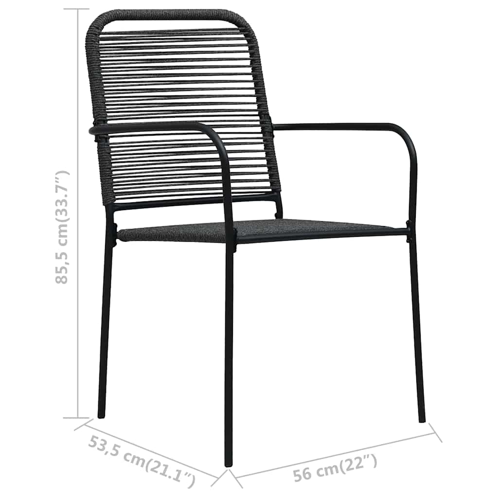 vidaXL Dining Set | Black | Cotton Rope, Powder-Coated Steel, Tempered Glass - 15507