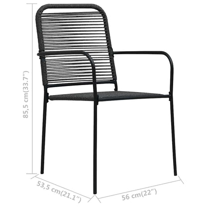vidaXL Dining Set | Black | Cotton Rope, Powder-Coated Steel, Tempered Glass - 15507