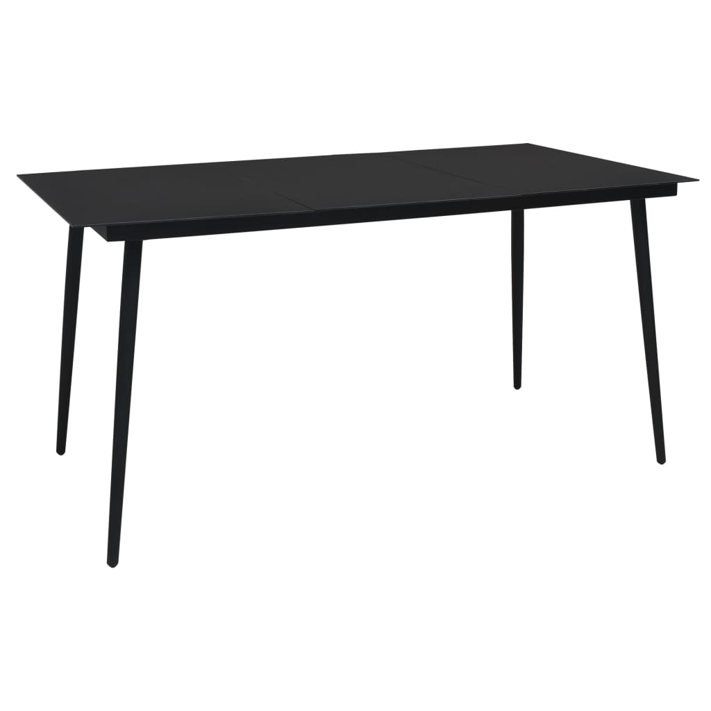 vidaXL Dining Set | Black | Cotton rope, powder-coated steel, tempered glass - 15494