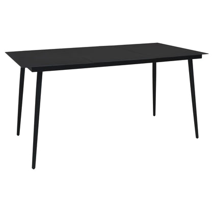 vidaXL Dining Set | Black | Cotton rope, powder-coated steel, tempered glass - 15494