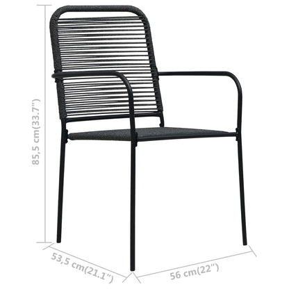 vidaXL Dining Set | Black | Cotton rope, powder-coated steel, tempered glass - 15494