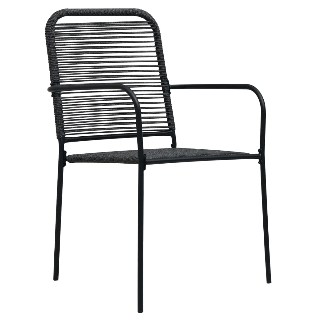 vidaXL Dining Set | Black | Cotton rope, powder-coated steel, tempered glass - 15494
