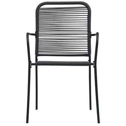 vidaXL Dining Set | Black | Cotton rope, powder-coated steel, tempered glass - 15494