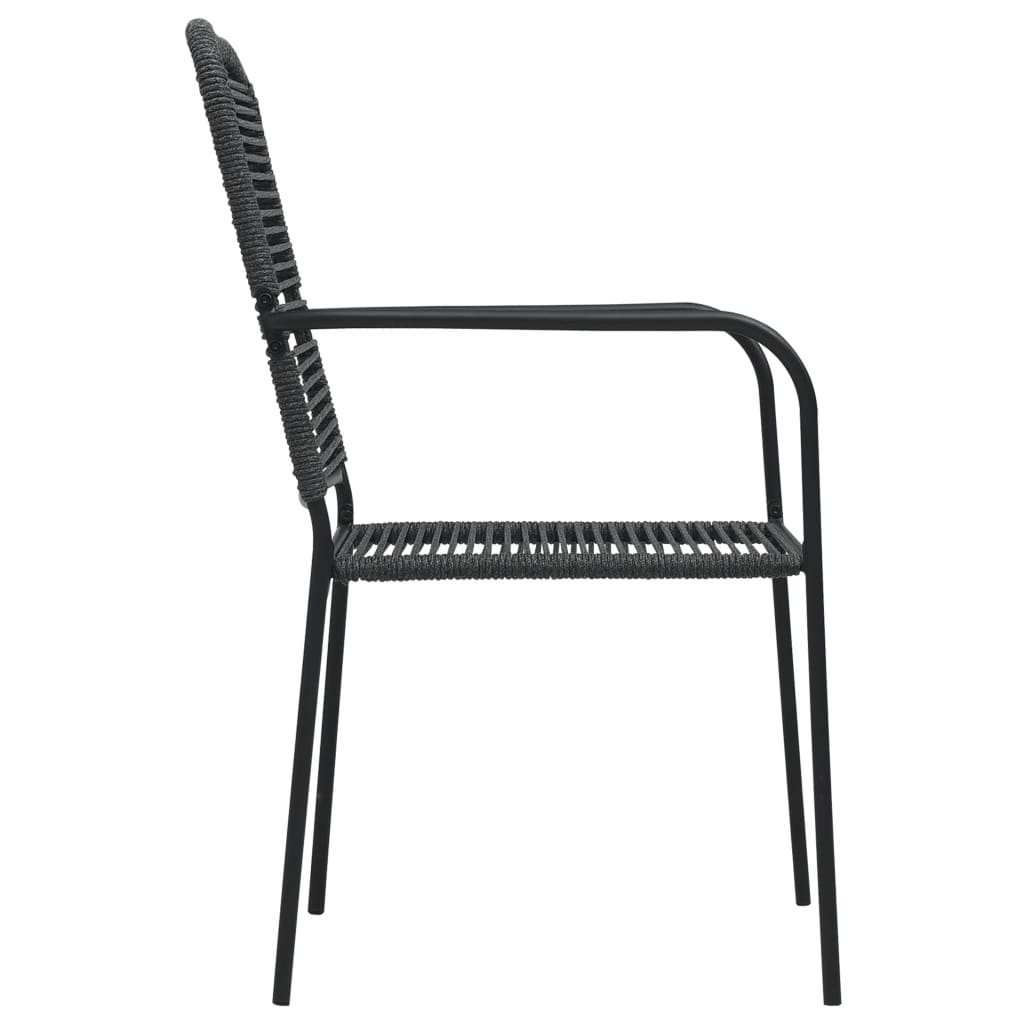 vidaXL Dining Set | Black | Cotton rope, powder-coated steel, tempered glass - 15494