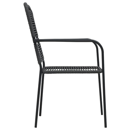 vidaXL Dining Set | Black | Cotton rope, powder-coated steel, tempered glass - 15494