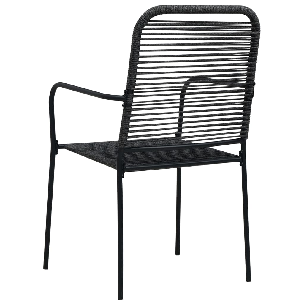 vidaXL Dining Set | Black | Cotton rope, powder-coated steel, tempered glass - 15494