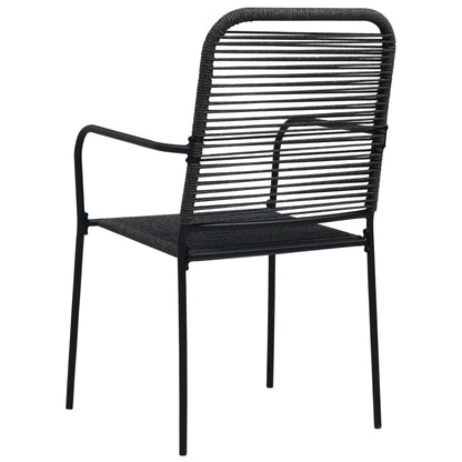 vidaXL Dining Set | Black | Cotton rope, powder-coated steel, tempered glass - 15494