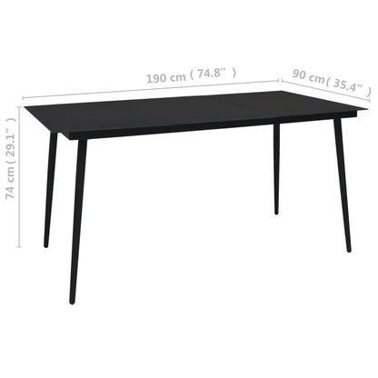 vidaXL Dining Set | Black | Cotton rope, powder-coated steel, tempered glass - 15494