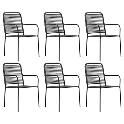 vidaXL 7 Piece Garden Dining Set Cotton Rope and Steel Black