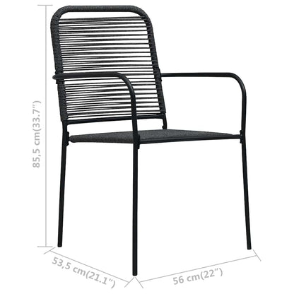 vidaXL 7 Piece Garden Dining Set Cotton Rope and Steel Black