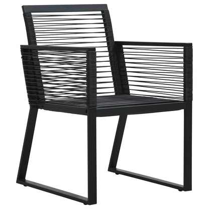 vidaXL Dining Set | Black | PVC rattan, powder-coated steel, glass