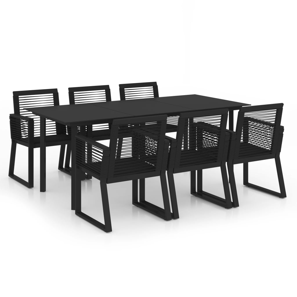 vidaXL 7 Piece Outdoor Dining Set PVC Rattan Black - 15539
