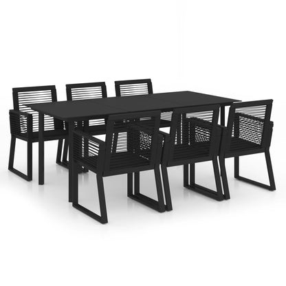 vidaXL 7 Piece Outdoor Dining Set PVC Rattan Black - 15539