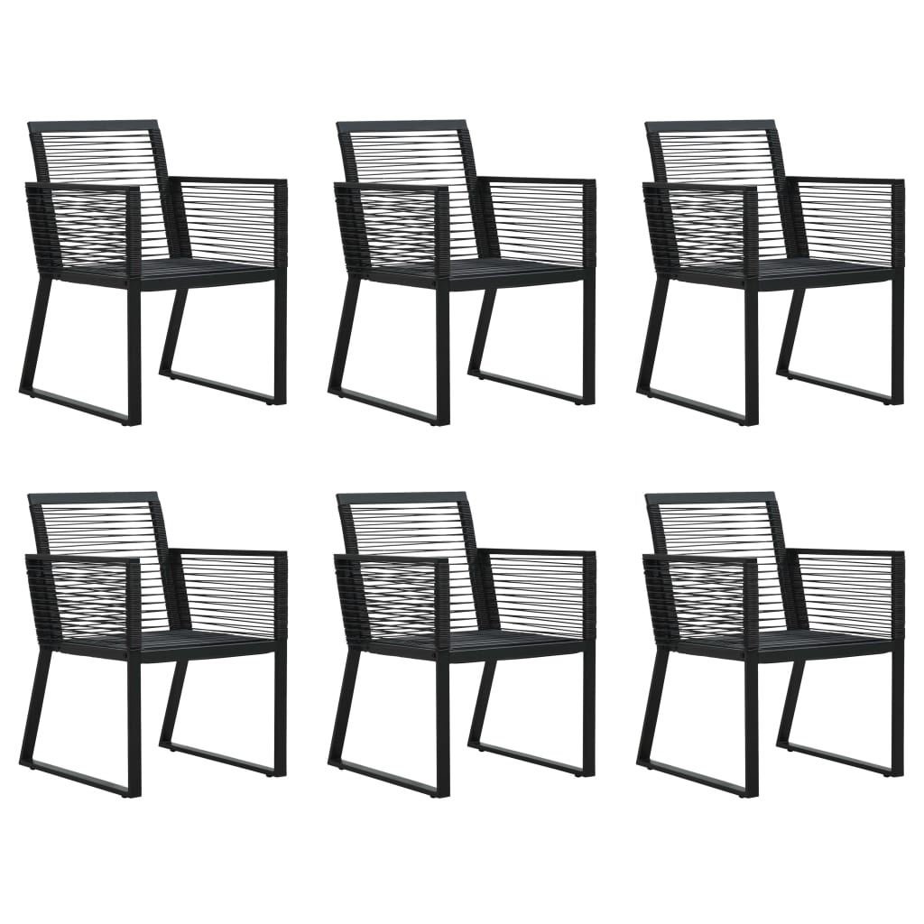 vidaXL 7 Piece Outdoor Dining Set PVC Rattan Black - 15539