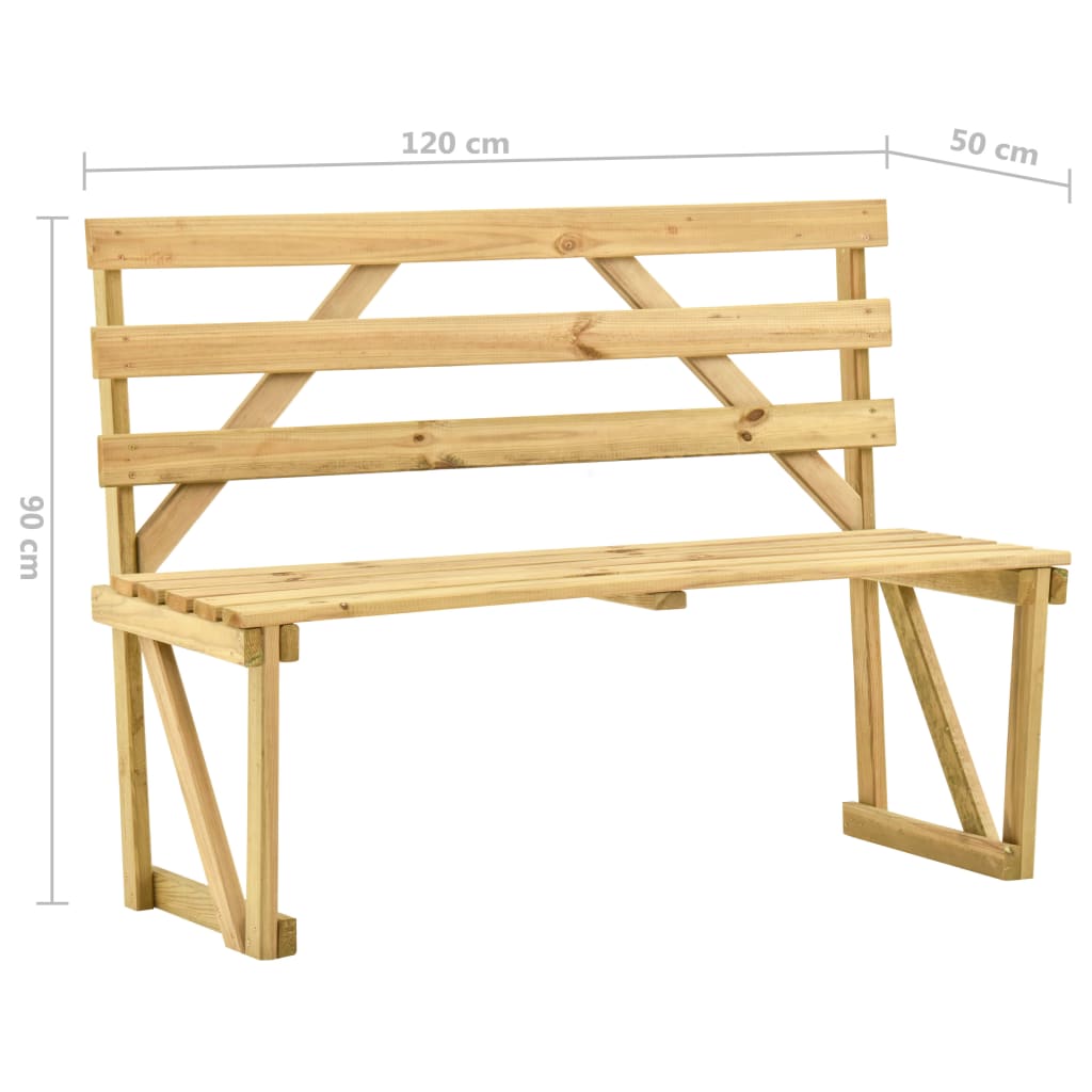 vidaXL Garden Bench | Green | Pinewood | 120 x 50 x 90 cm | Durable - 120 cm