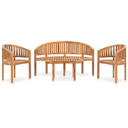 vidaXL 4 Piece Banana Garden Lounge Set Solid Teak Wood - Brown - 151 x 62 x 86 cm
