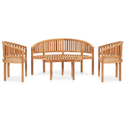 vidaXL 4 Piece Banana Garden Lounge Set Solid Teak Wood - Brown - 151 x 62 x 86 cm