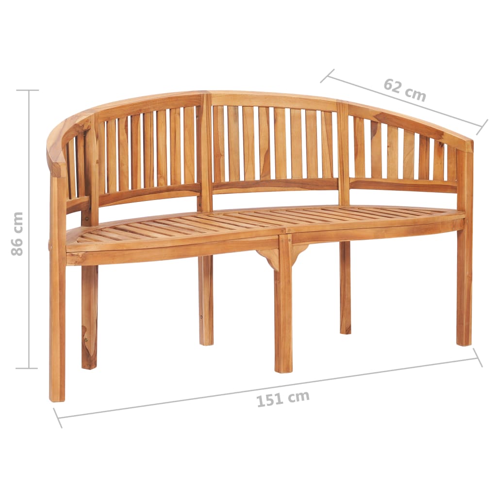 vidaXL 4 Piece Banana Garden Lounge Set Solid Teak Wood - Brown - 151 x 62 x 86 cm