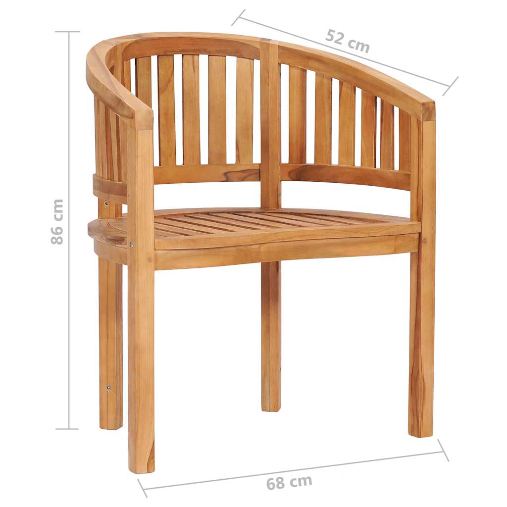 vidaXL 4 Piece Banana Garden Lounge Set Solid Teak Wood - Brown - 151 x 62 x 86 cm