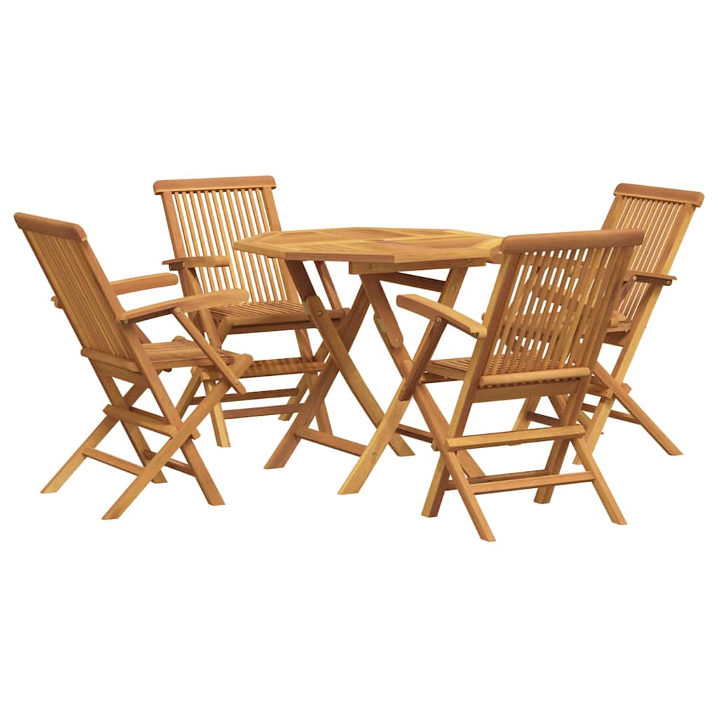 3059582 vidaXL 5 Piece Garden Dining Set Solid Teak Wood (47418+2x41999) - Brown - 85 x 85 x 76 cm
