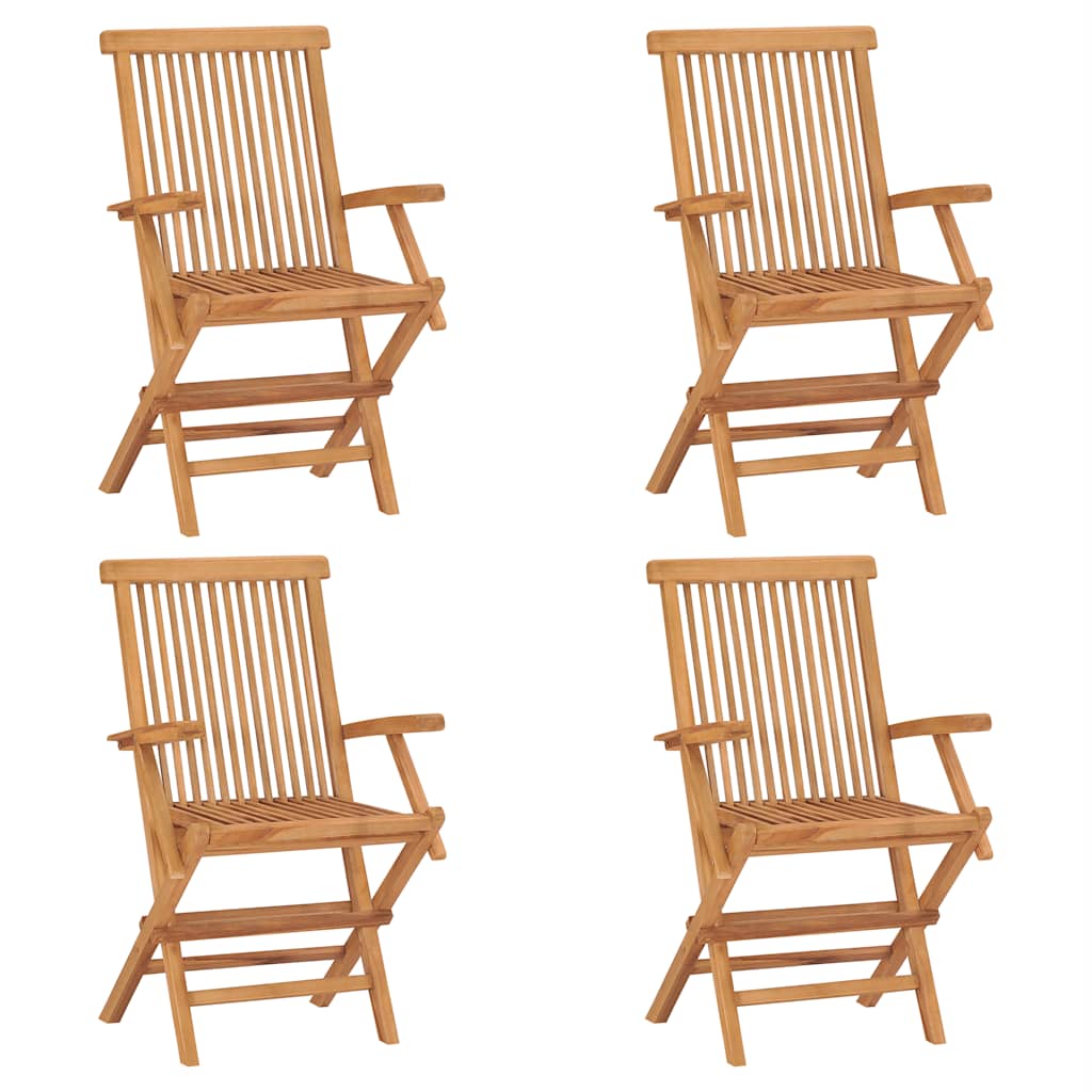 3059582 vidaXL 5 Piece Garden Dining Set Solid Teak Wood (47418+2x41999) - Brown - 85 x 85 x 76 cm