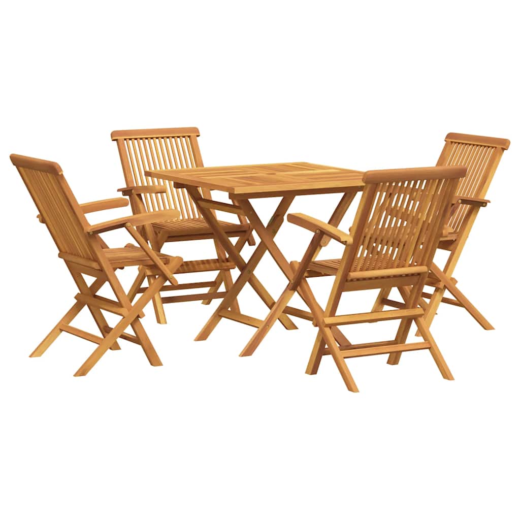 3059584 vidaXL 5 Piece Garden Dining Set Solid Teak Wood (47419+2x41999) - Brown - 85 x 85 x 76 cm