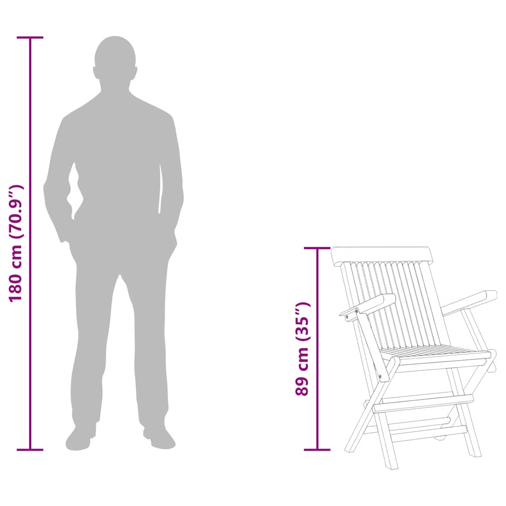 3059584 vidaXL 5 Piece Garden Dining Set Solid Teak Wood (47419+2x41999) - Brown - 85 x 85 x 76 cm