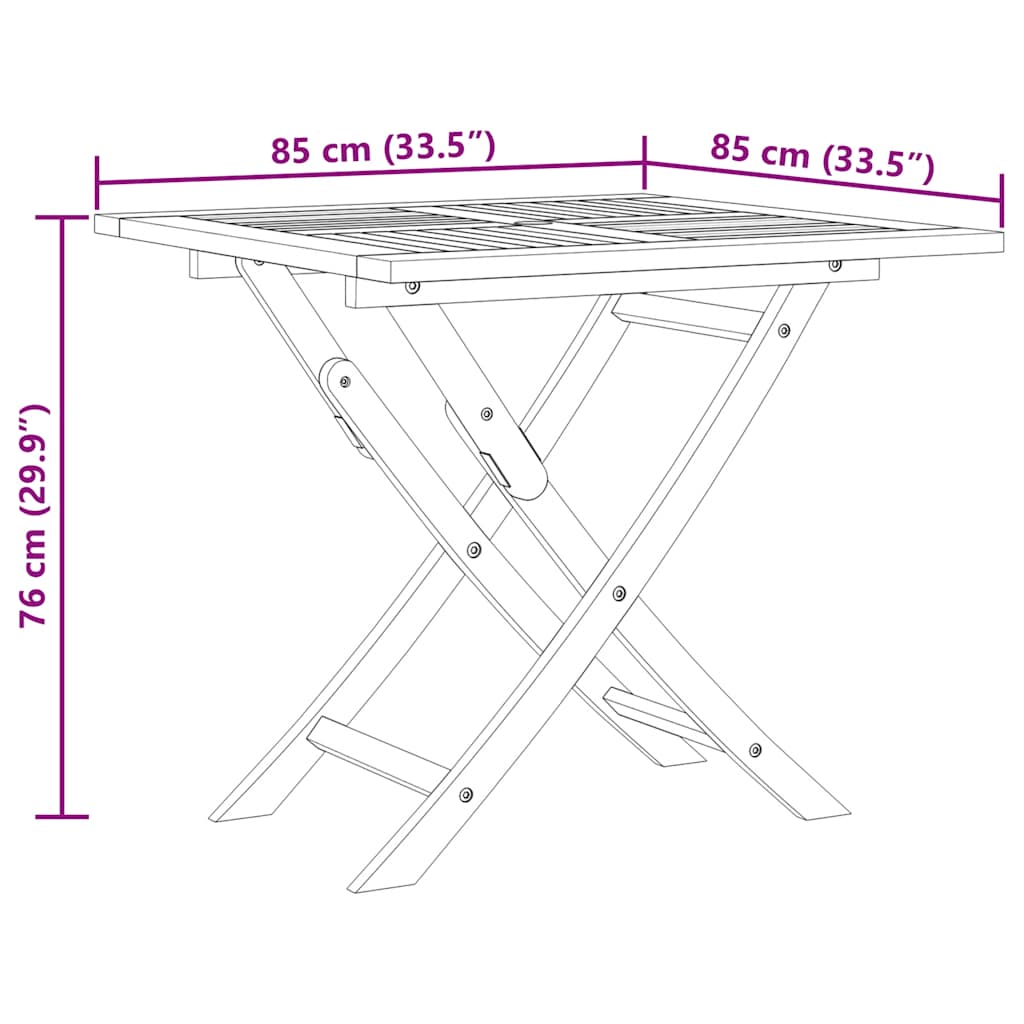 3059584 vidaXL 5 Piece Garden Dining Set Solid Teak Wood (47419+2x41999) - Brown - 85 x 85 x 76 cm