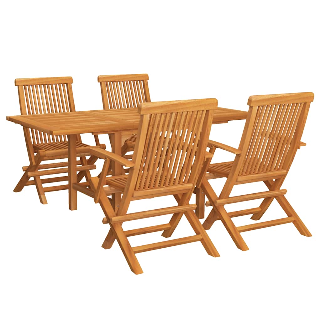 vidaXL 5 Piece Garden Dining Set Solid Teak Wood - Brown