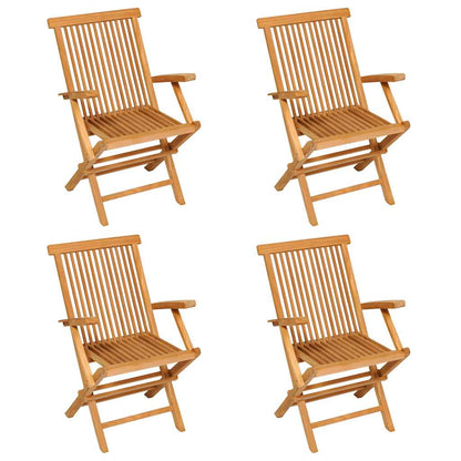 vidaXL 5 Piece Garden Dining Set Solid Teak Wood - Brown