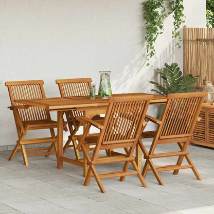 vidaXL 5 Piece Garden Dining Set Solid Teak Wood - Brown