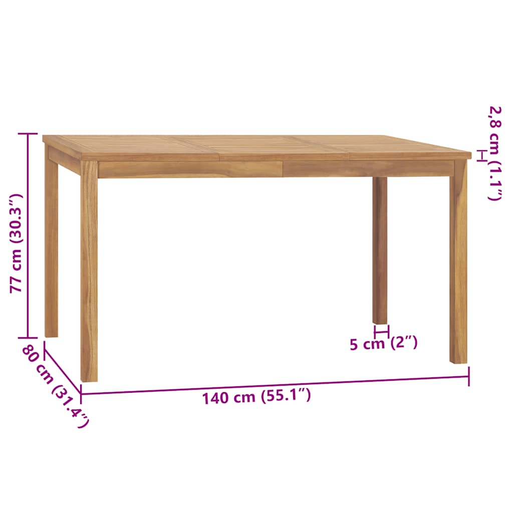 vidaXL Garden Dining Set | Natural Teak | Fine sanded teak hardwood - Brown
