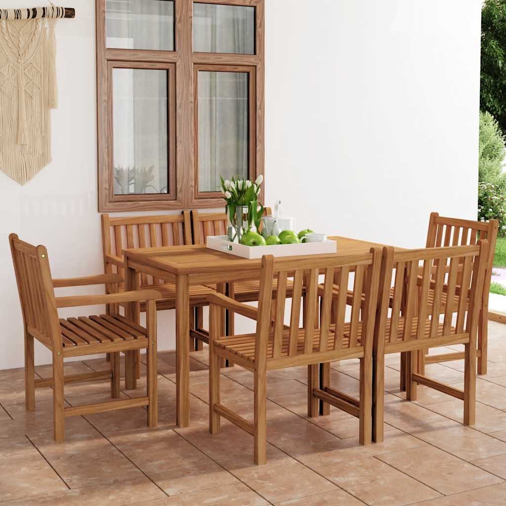 vidaXL Garden Dining Set | Natural Teak | Fine sanded teak hardwood - Brown
