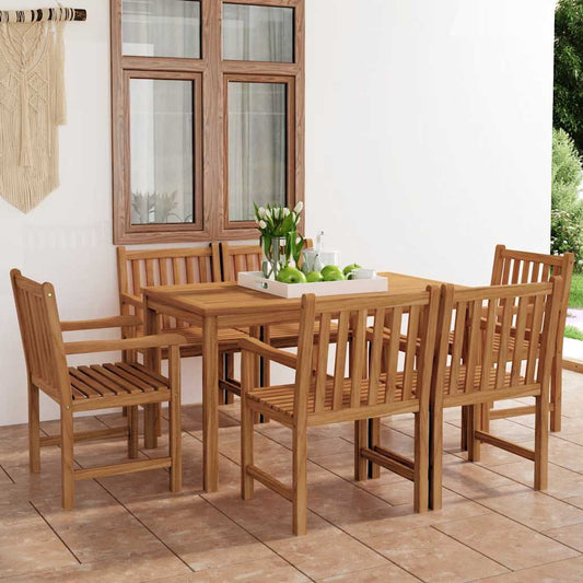 vidaXL Garden Dining Set | Natural Teak | Fine sanded teak hardwood - Brown