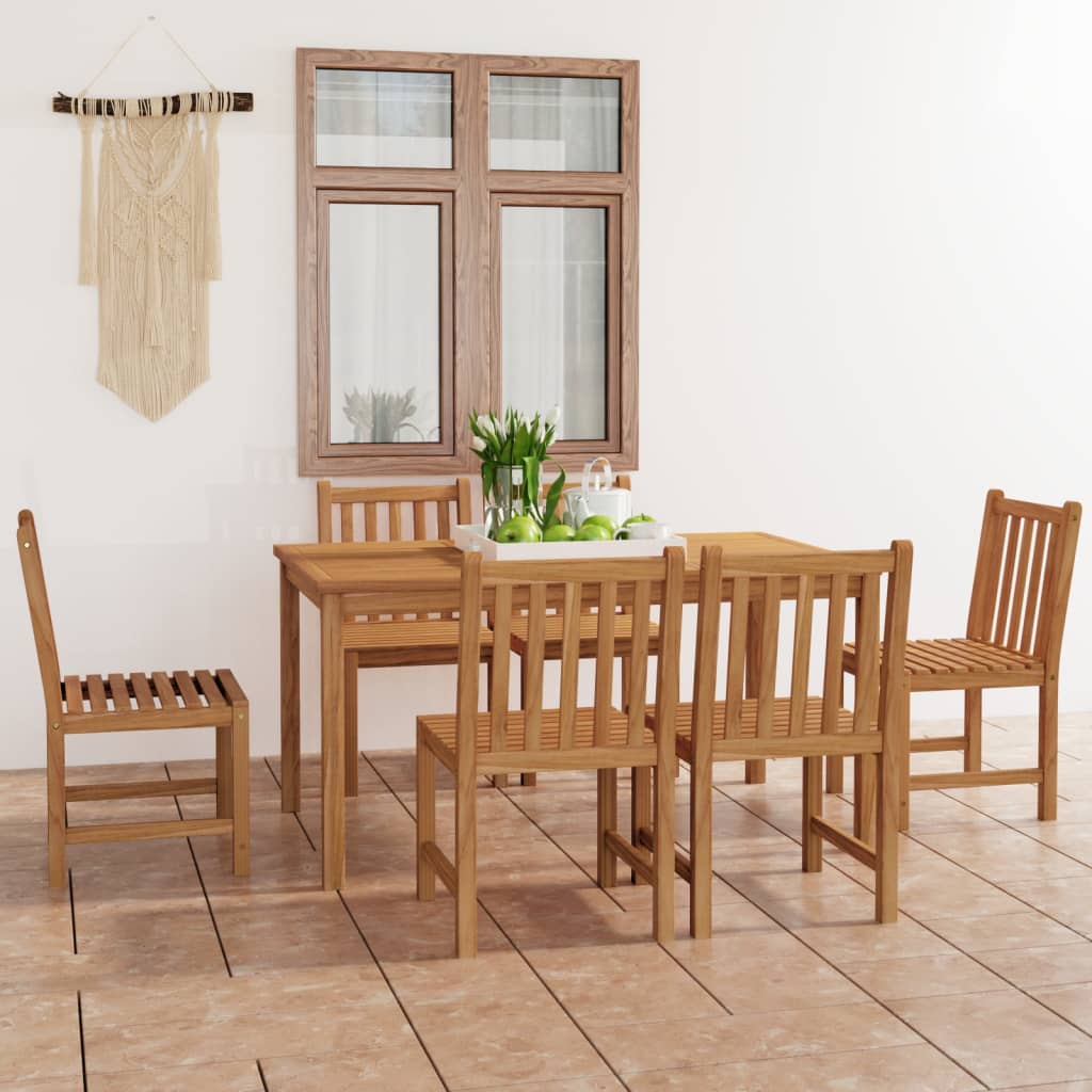vidaXL Garden Dining Set | Warm Teak | Solid Teak Wood | Durable - Brown