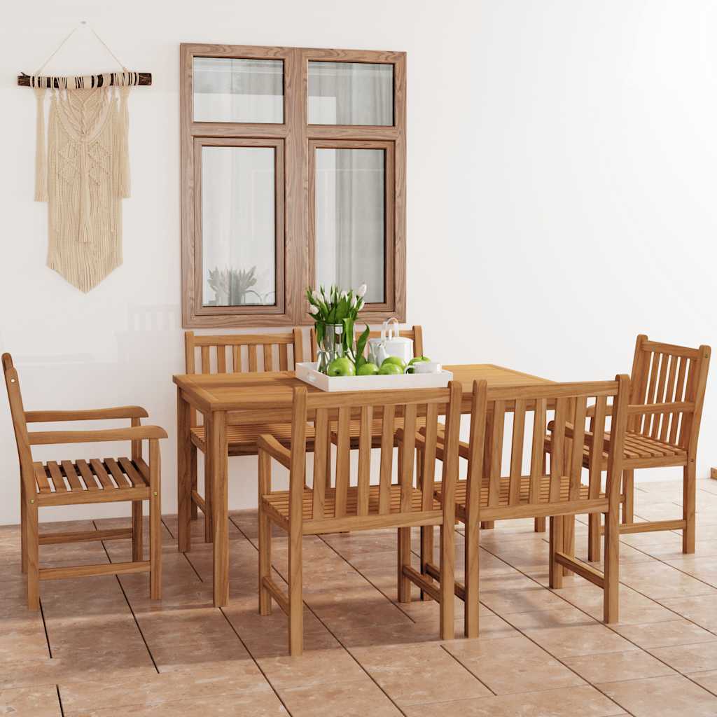 vidaXL 7 Piece Garden Dining Set 150x90 cm Solid Teak Wood - Brown