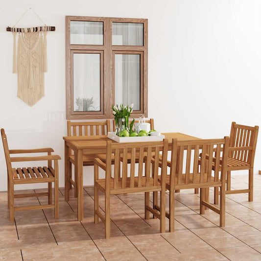 vidaXL 7 Piece Garden Dining Set 150x90 cm Solid Teak Wood - Brown